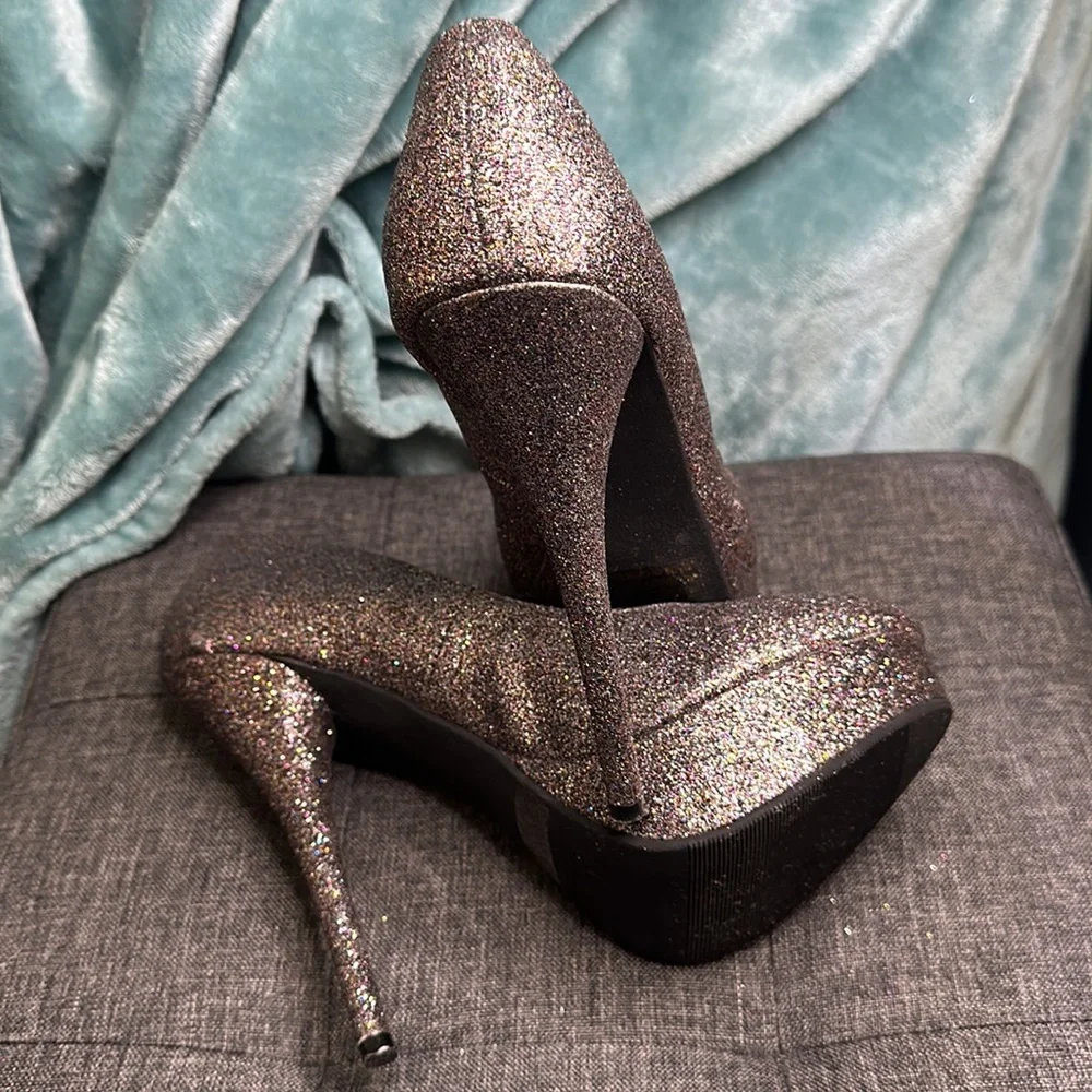Charlotte Russe multicolored glitter, size 8 platform heel
